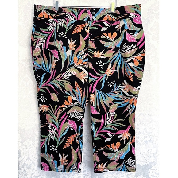 Terra & Sky NWT High Waist Jeggings In Tropical Print Plus Size 3X (24W-26W) New - Picture 2 of 10